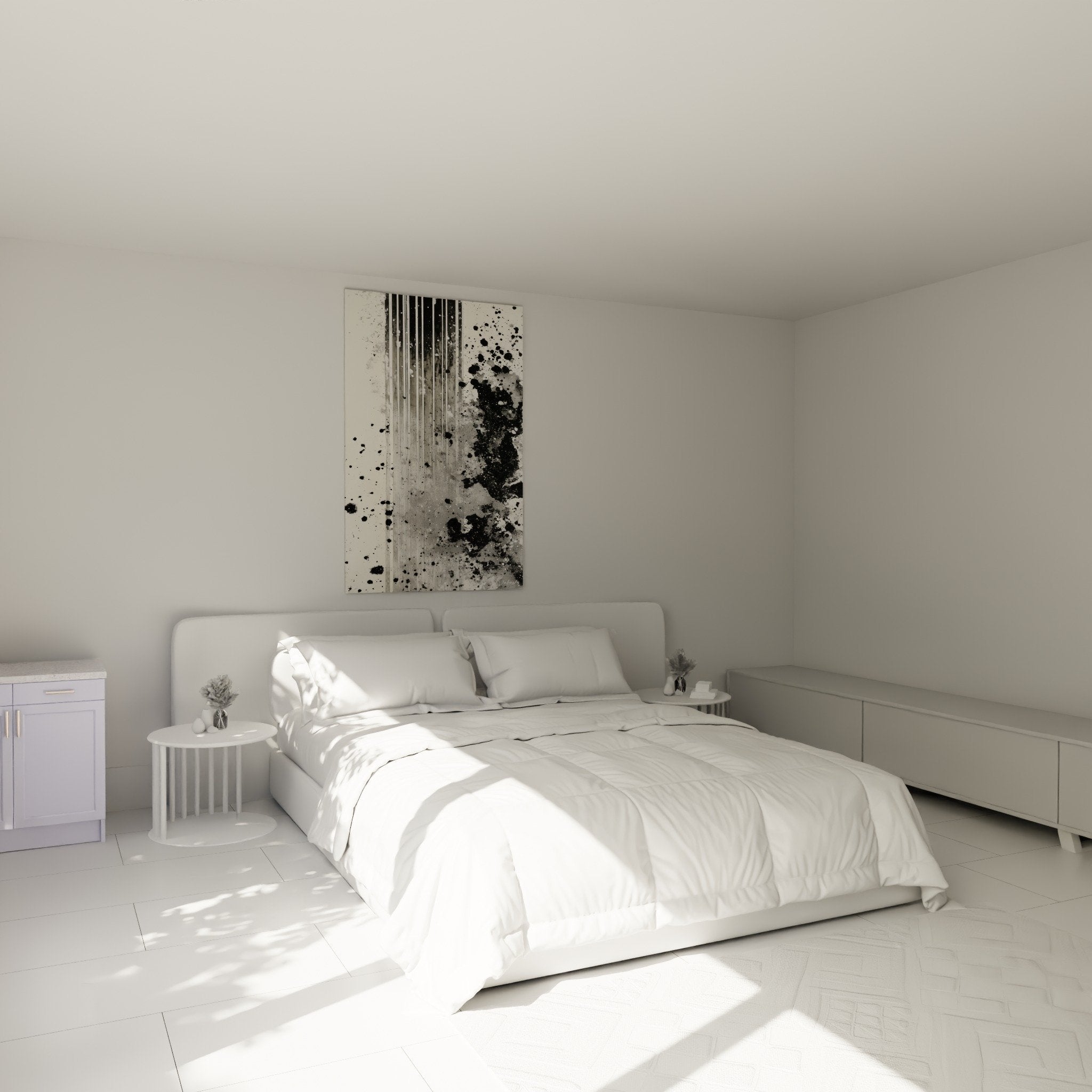 abstract monochrome black white bedroom wall art feng shui metal contemporary