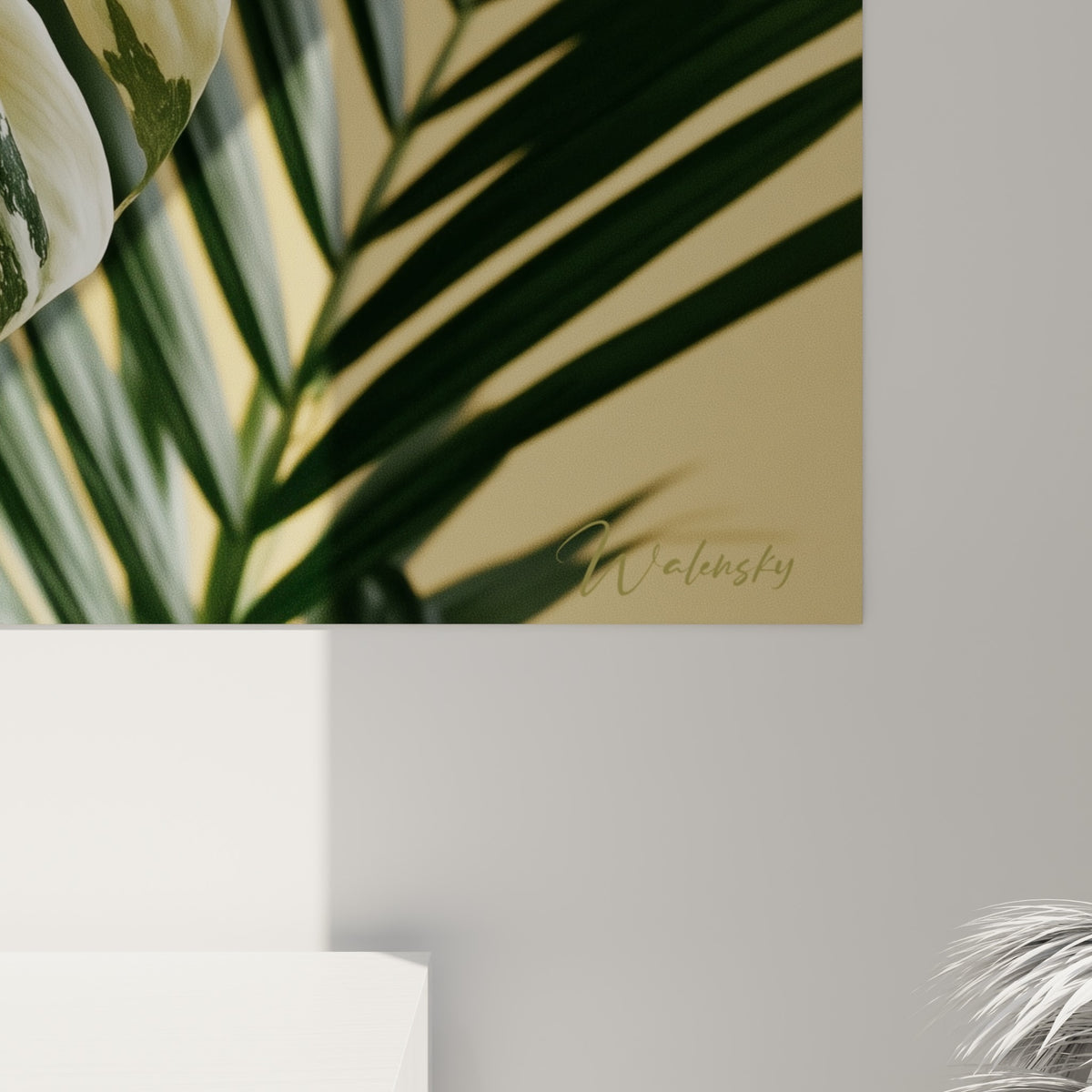 Détail rapproché du feuillage Monstera montrant le grain vert sombre et les nervures blanc crème