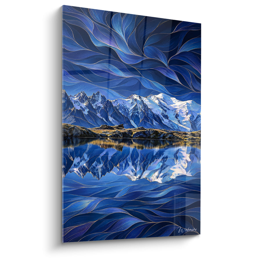 Tableau Sommets enneigés aux reflets bleu nuit - Miroir céleste - Edition Mont Blanc  Auvergne-Rhône-Alpes France