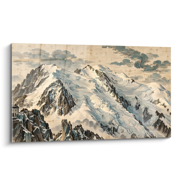 Massive Snowy Mountain in Beige and Blue Tones - Summit Solitude - Mont Blanc Edition Auvergne-Rhône-Alpes France