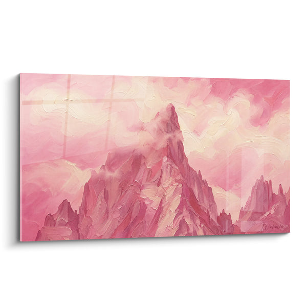 Quadro Vetta rocciosa nelle tonalità rosa e bianco - Alba rosata - Edizione Monte Bianco Alvernia-Rodano-Alpi Francia