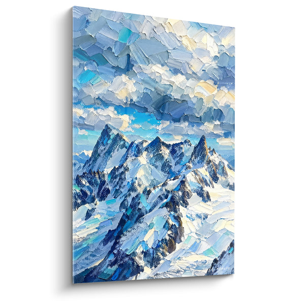 Tableau Massif enneigé aux arêtes bleu marine et blanches - Altitude silencieuse - Edition Mont Blanc  Auvergne-Rhône-Alpes France