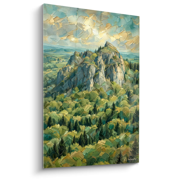 Tableau Pic rocheux vert et doré - Souffle des cimes - Edition Mont-Dore Auvergne-Rhône-Alpes France