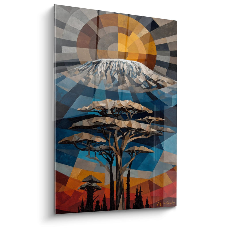 Tableau Mont Kilimandjaro Géométrique - Vision Africaine Abstraite - édition Montagne