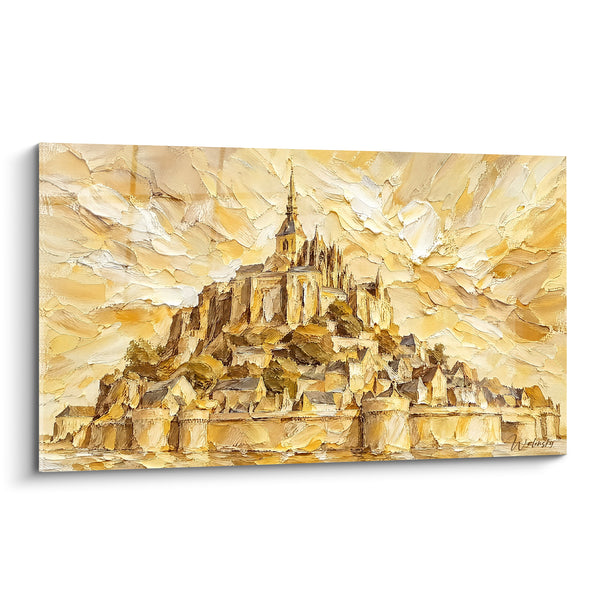 Tableau Abbaye dorée aux reflets ocre et crème - Splendeur dorée - Edition Le Mont-Saint-Michel  Normandie  France