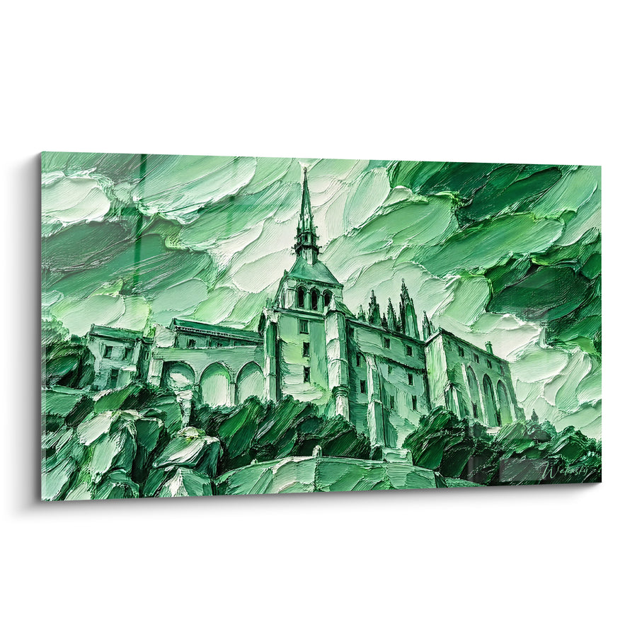 Painting Green Abbey with Thick Painted Matter - Silent Vigil - Le Mont-Saint-Michel Edition Normandy France