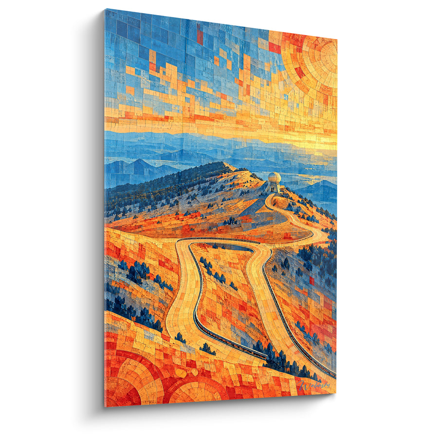 Tableau Sommet mosaïque route sinueuse observatoire - Ascension vers la lumière - Edition Mont Ventoux Provence-Alpes-Côte d'Azur France