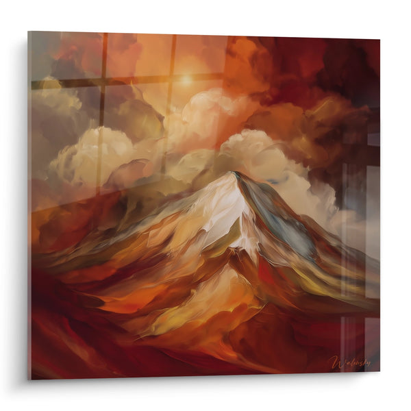 Cuadro montaña estilizada abstracta - Cima de fuego - edición Montaña