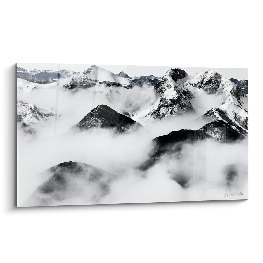Snow Peaks Submerged in Clouds Painting - Peaks in the Clouds - Mountain Edition