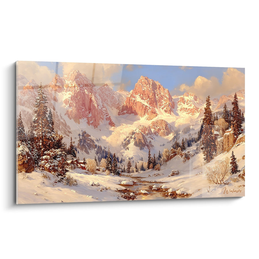 Tableau paysage montagneux enneigé - Majesté alpine hivernale - édition Iles et archipels