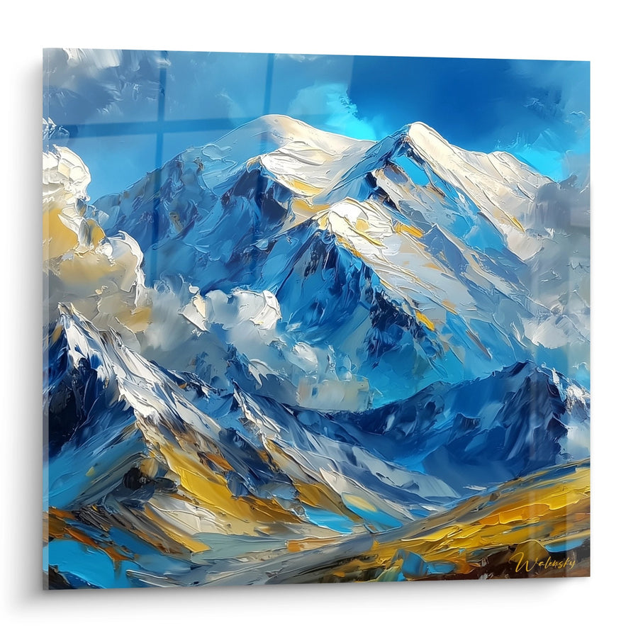 Tableau Massif Montagneux Enneigé - Sommets Bleus - édition Montagne