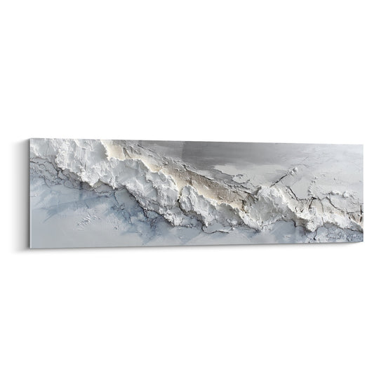 Tableau Abstract Montagne Glaciaire Bleu et Blanc - Horizons Cristallins - Edition Feng shui Nord-Ouest Métal