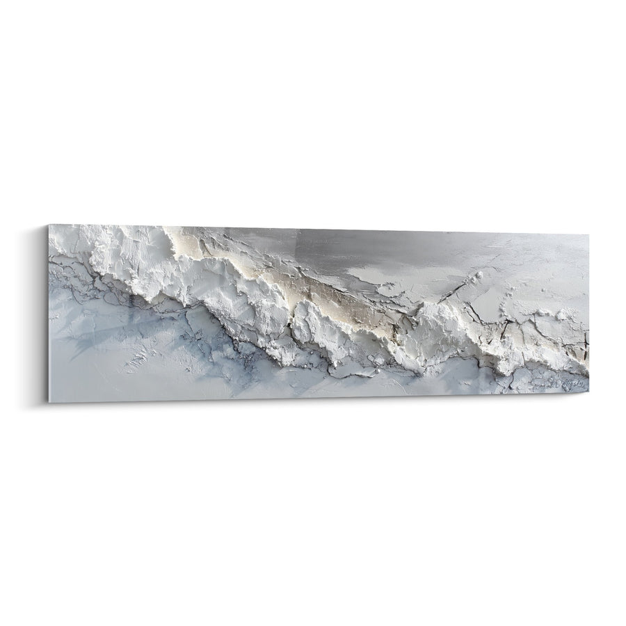 Tableau Abstract Montagne Glaciaire Bleu et Blanc - Horizons Cristallins - Edition Feng shui Nord-Ouest Métal