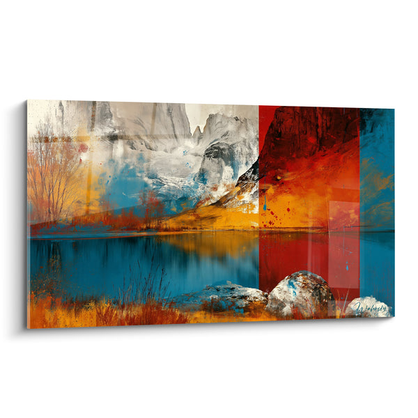 Tableau Sommets enneigés aux teintes rouge et ocre - Feu sur la roche - Edition Montagne