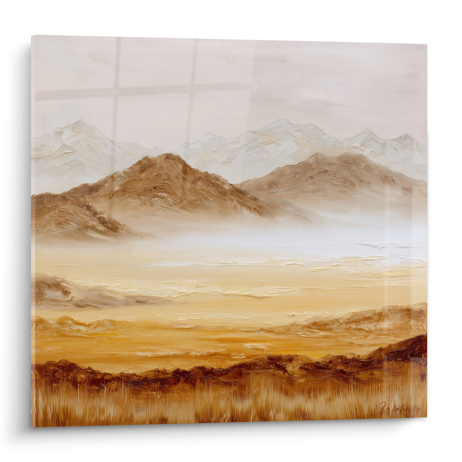 Tableau Paysage Montagneux Tons Ocre et Beige - Sérénité des Hauteurs - Edition Feng shui Centre Terre