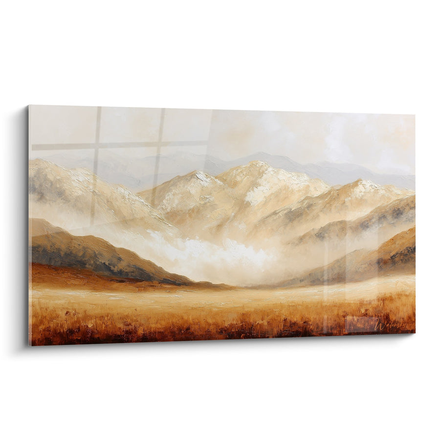 Tableau Paysage de Montagne aux Tons Ocre et Beige - Vallée Mystique - Edition Feng shui Centre Terre