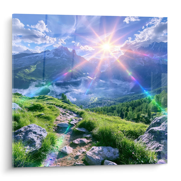 Tableau Sentier vert et bleu vers les sommets - Éveil des sommets - Edition Montagne