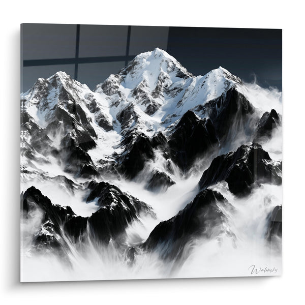 Tableau Sommets enneigés noirs et blancs cotonneux - Souffle des cimes - Edition Montagne