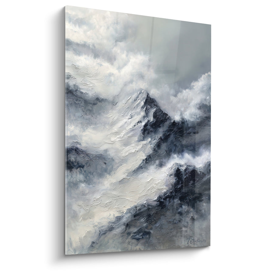 Tableau Montagnes Brumeuses Gris et Blanc - Évasion Alpine - Edition Feng shui Ouest Métal