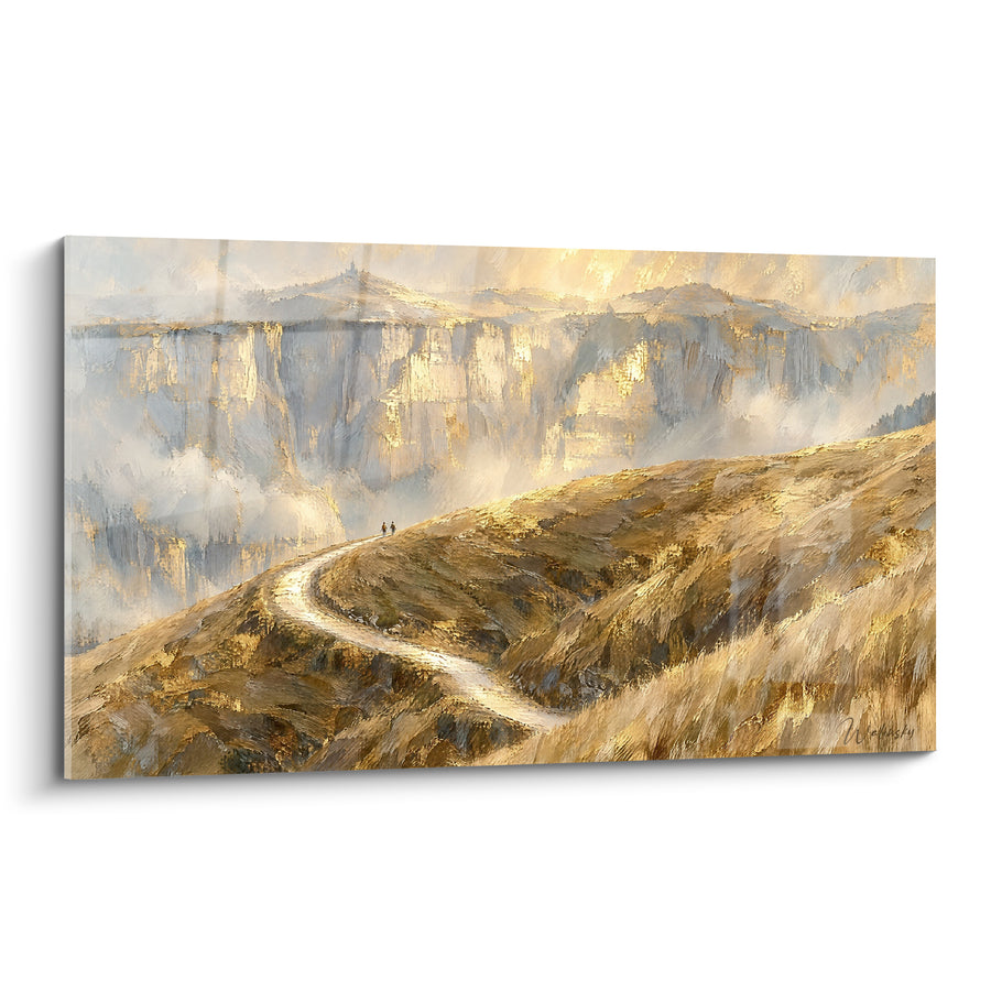 Tableau Sentier doré sur crête montagneuse - Marche vers l'horizon - Edition Monte Baldo Trentin-Haut-Adige Italie