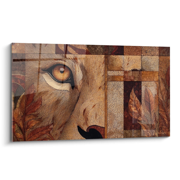 Mosaik-Kunstdruck Löwenauge Gold - Majestätischer Blick - Edition Lion