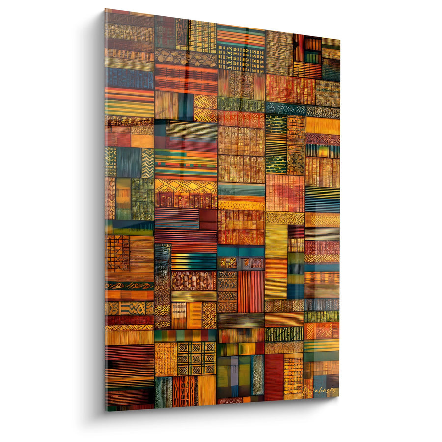 Tableau motifs géométriques africains - Mosaïque tribale - édition Art tribal africain