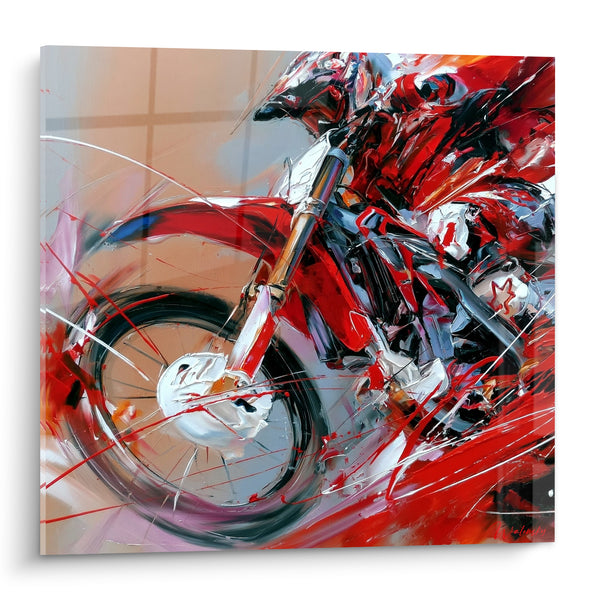 Tableau Moto rouge et noire en pleine action - Vitesse pure - Edition Moto cross