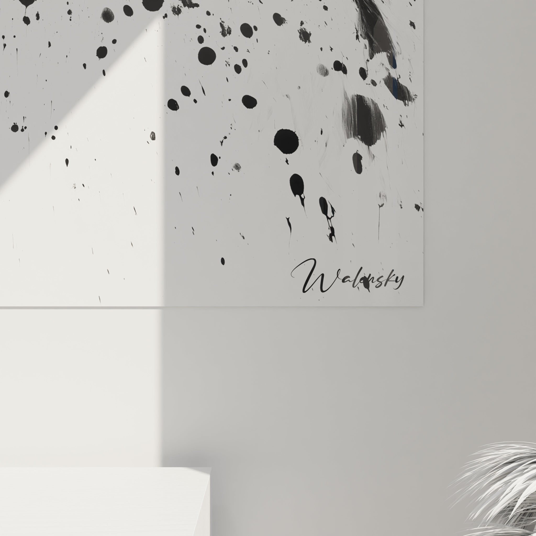 Tableau tacheté noir et blanc de Walensky avec des éclaboussures artistiques modernes