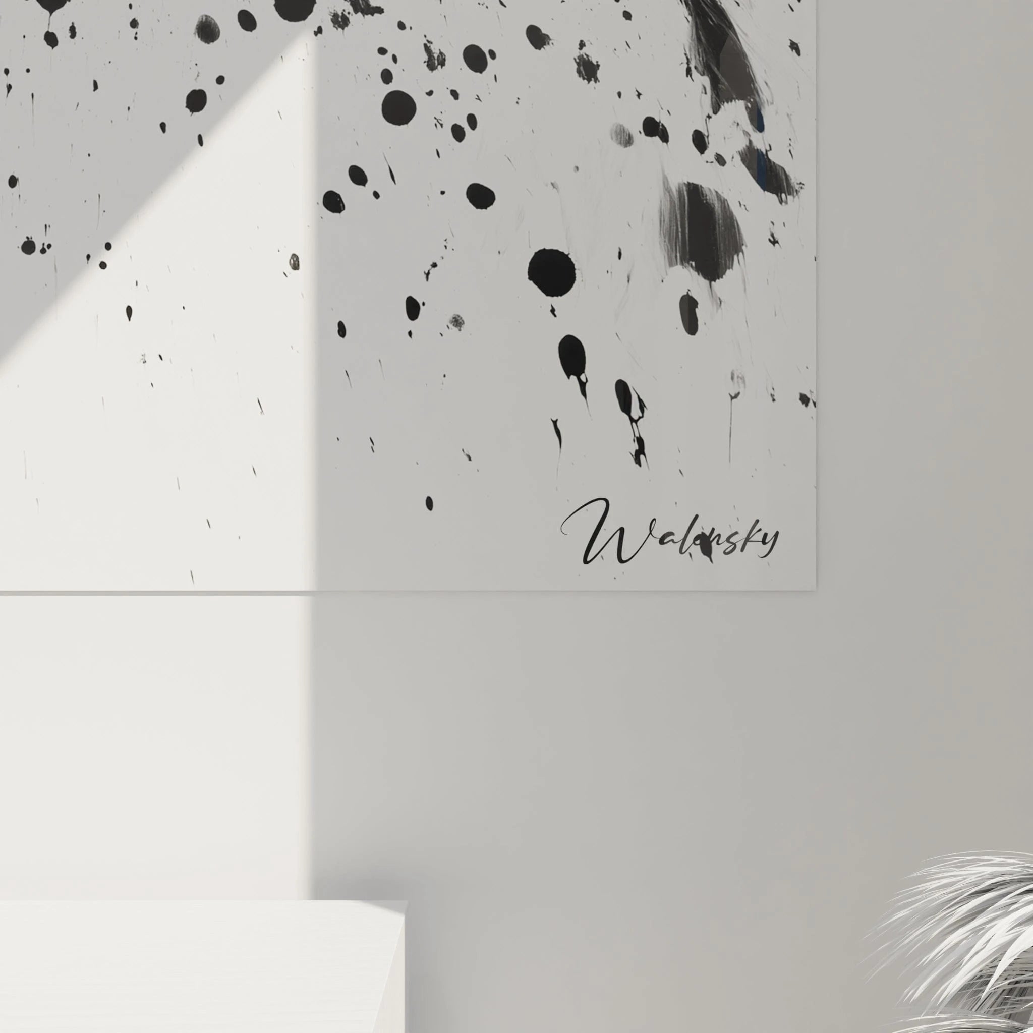 Tableau tacheté noir et blanc de Walensky avec des éclaboussures artistiques modernes