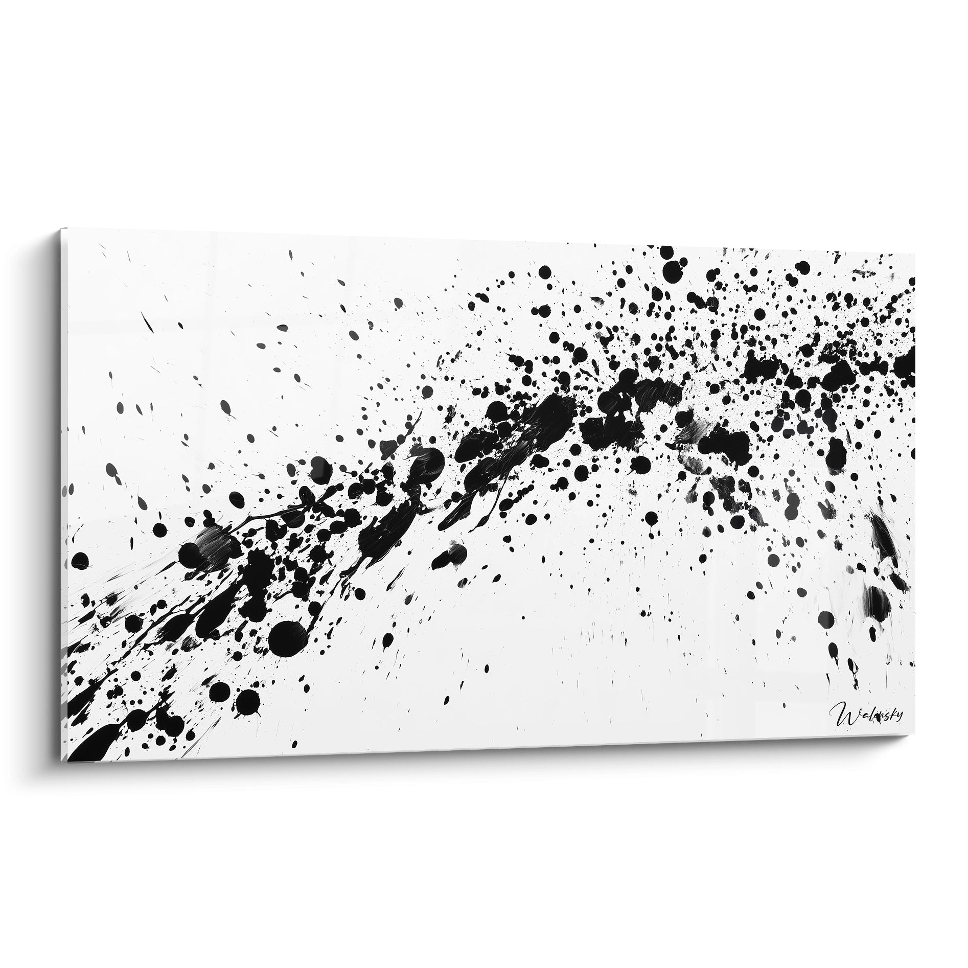 Tableau tacheté noir et blanc par Walensky avec éclaboussures artistiques modernes