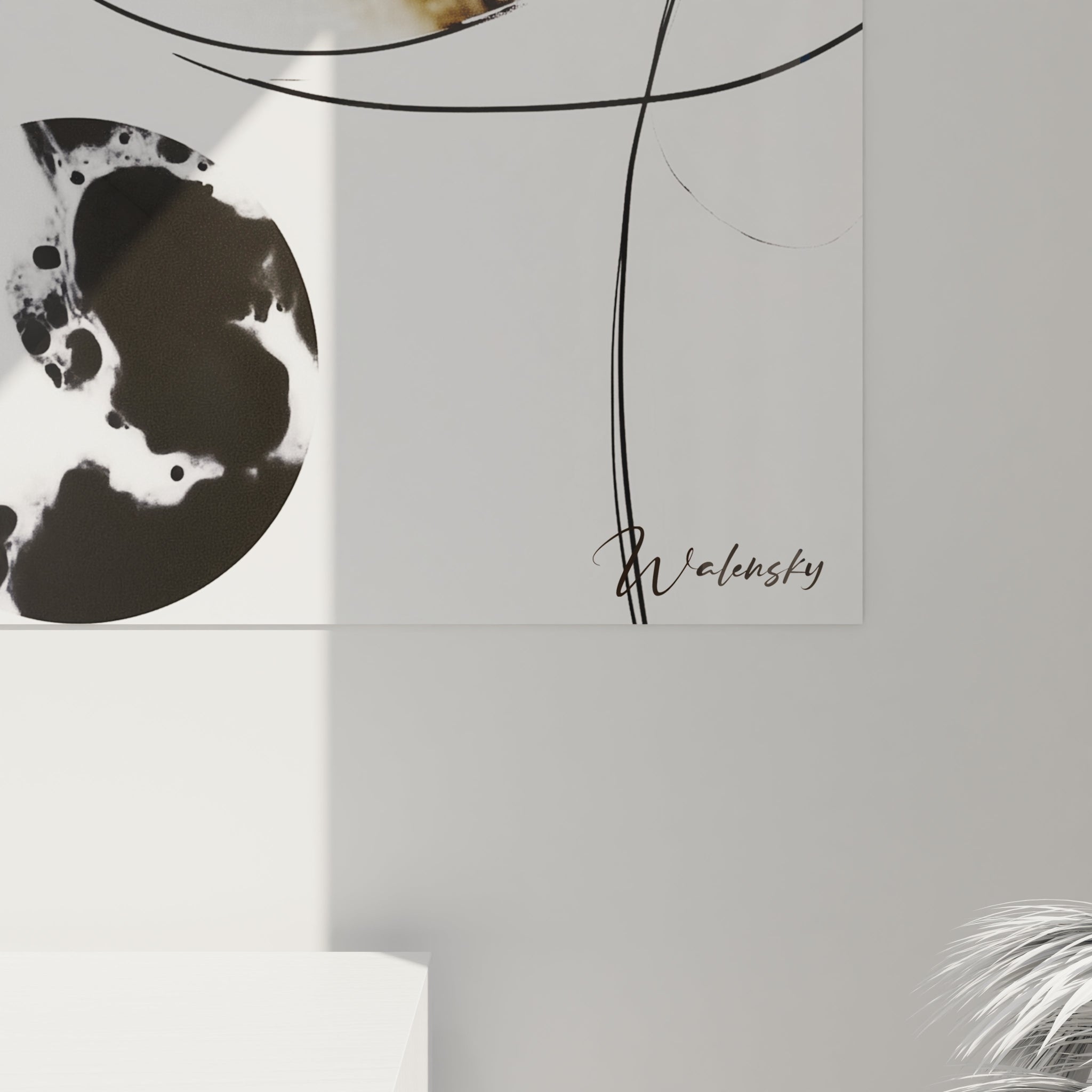 Tableau tacheté noir et blanc de Walensky avec des motifs modernes pour une décoration élégante