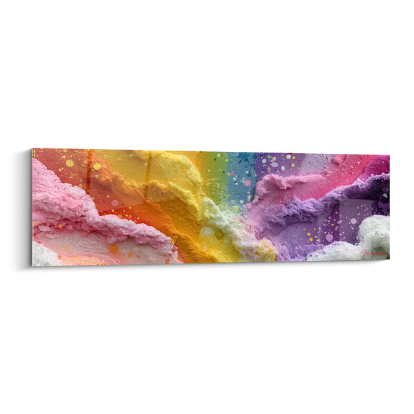Tableau Vagues de crème rose et violette - Douceur sucrée - Edition Multicolore abstrait