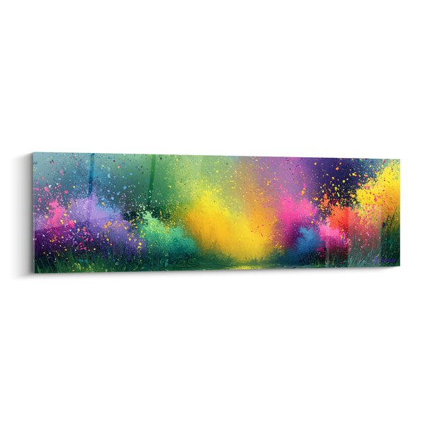 Tableau Nuage d'éclaboussures jaune et violet - Éclat de fête - Edition Multicolore abstrait