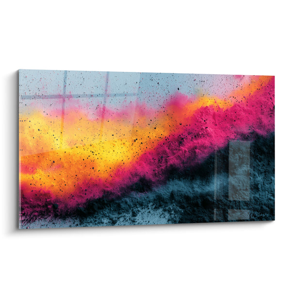 Tableau Nuage de poudre orangée et rose éclatante - Souffle incandescent - Edition Multicolore abstrait