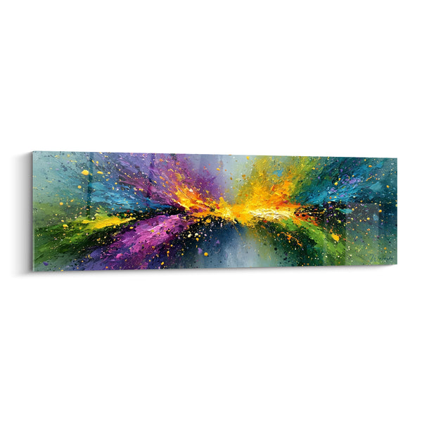 Tableau Déflagration violette et dorée - Choc lumineux - Edition Multicolore abstrait