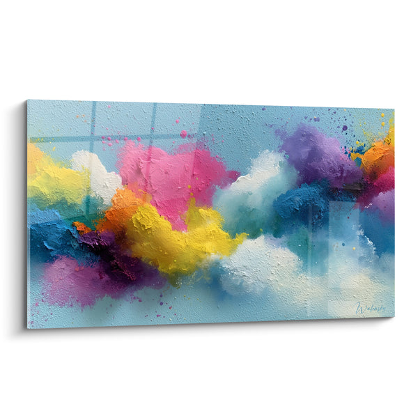 Colorful Cloud Painting Yellow and Pink - Burst of Happiness - Multicolor Abstract Edition