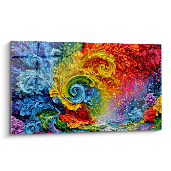 Tableau Vague florale bleue et jaune éclatante - Éveil printanier - Edition Multicolore abstrait
