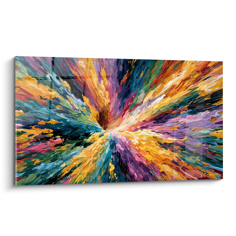 Golden Vortex Painting with Teal Splashes - Convergence Point - Multicolor Abstract Edition