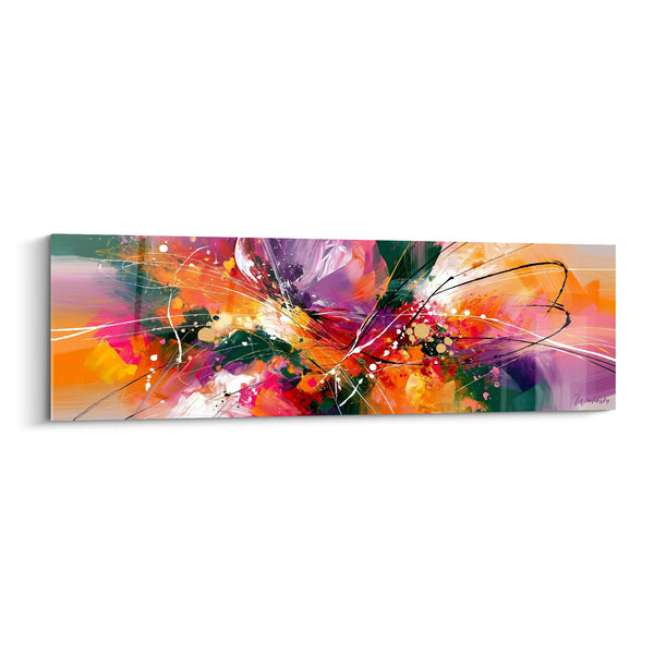 Tableau Éclaboussures orange et violettes en mouvement - Tourbillon d'émotions - Edition Multicolore
