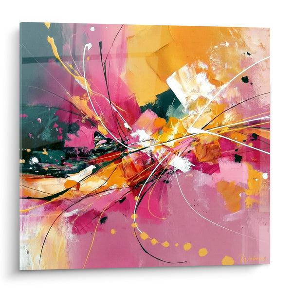 Tableau Éclaboussures roses et dorées entrelacées - Éclat vibrant - Edition Multicolore