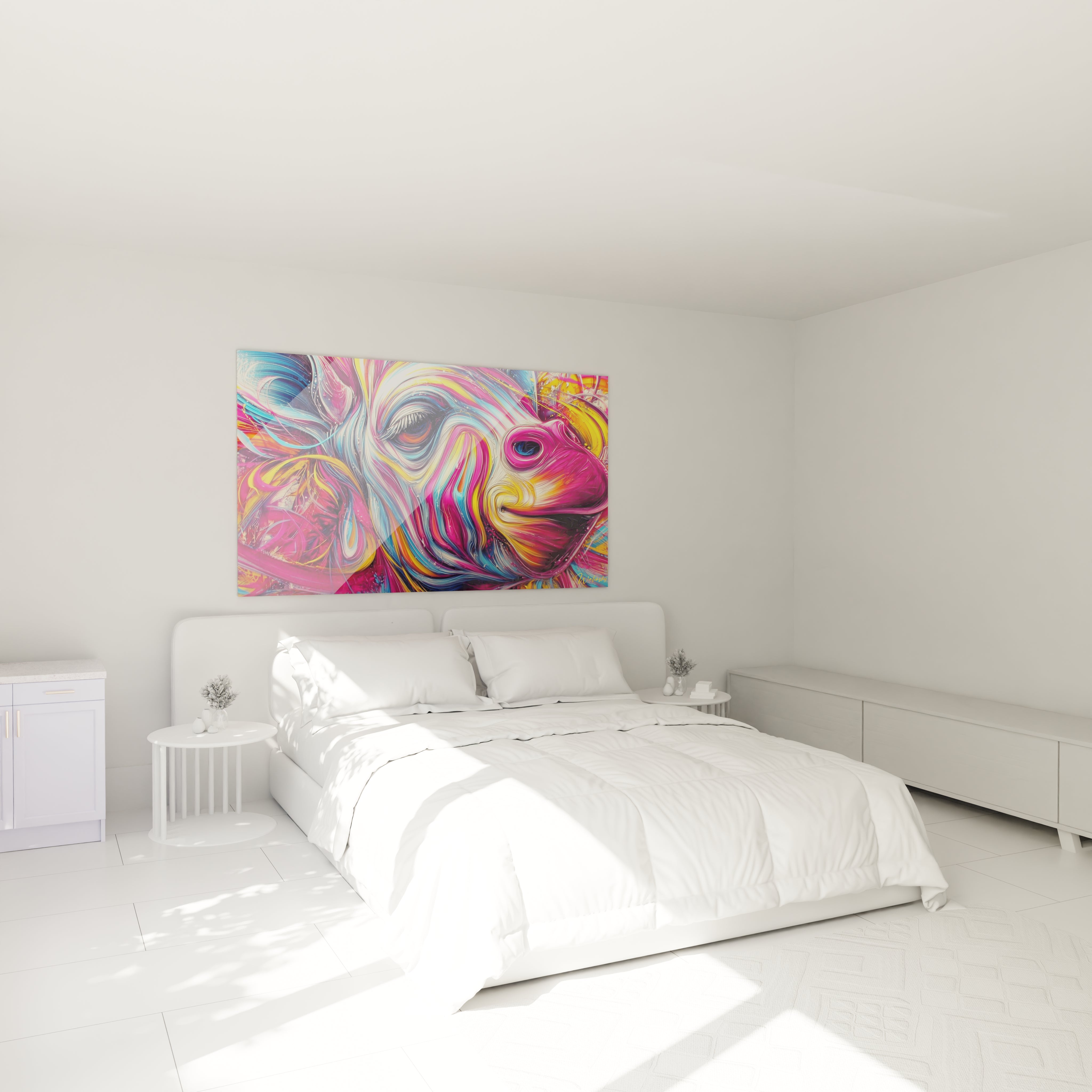 Décoration chambre tableau abstrait tourbillons multicolores ambiance moderne art contemporain mural