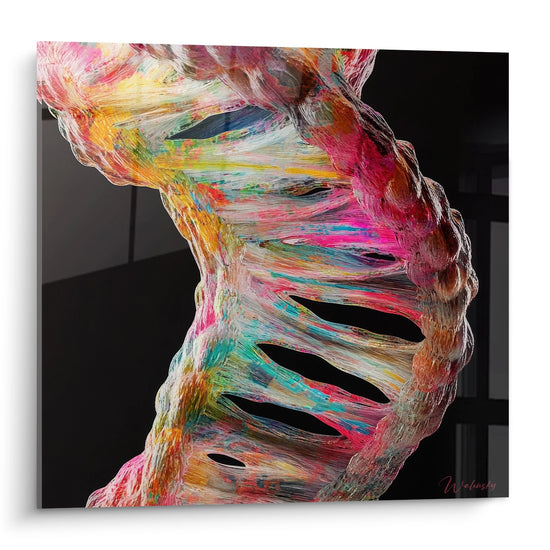 Tableau hélice ADN abstraite - Spirale Génétique Colorée - édition adn