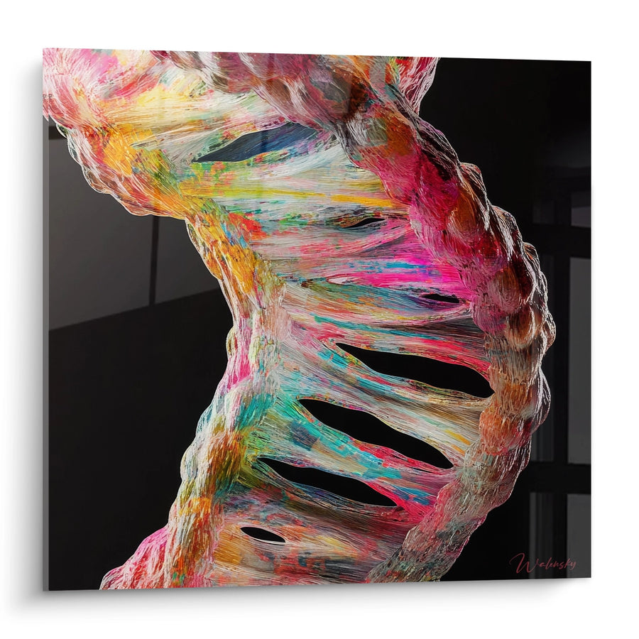 Tableau hélice ADN abstraite - Spirale Génétique Colorée - édition adn