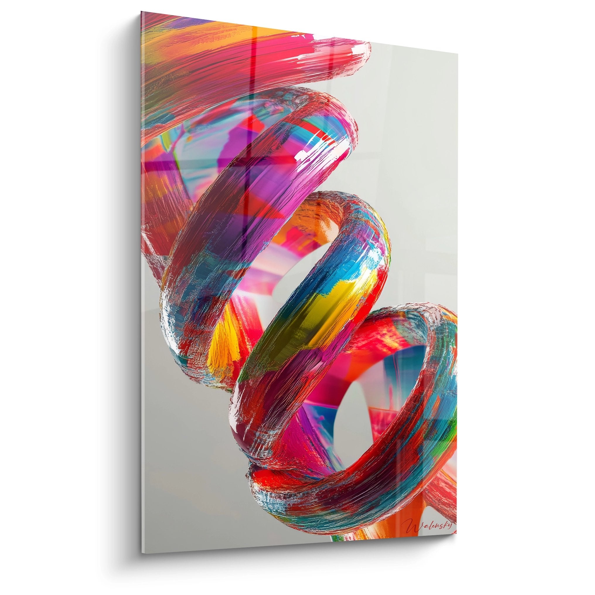 Tableau mural ADN abstrait aux couleurs vibrantes représentant une double hélice génétique artistique sur toile