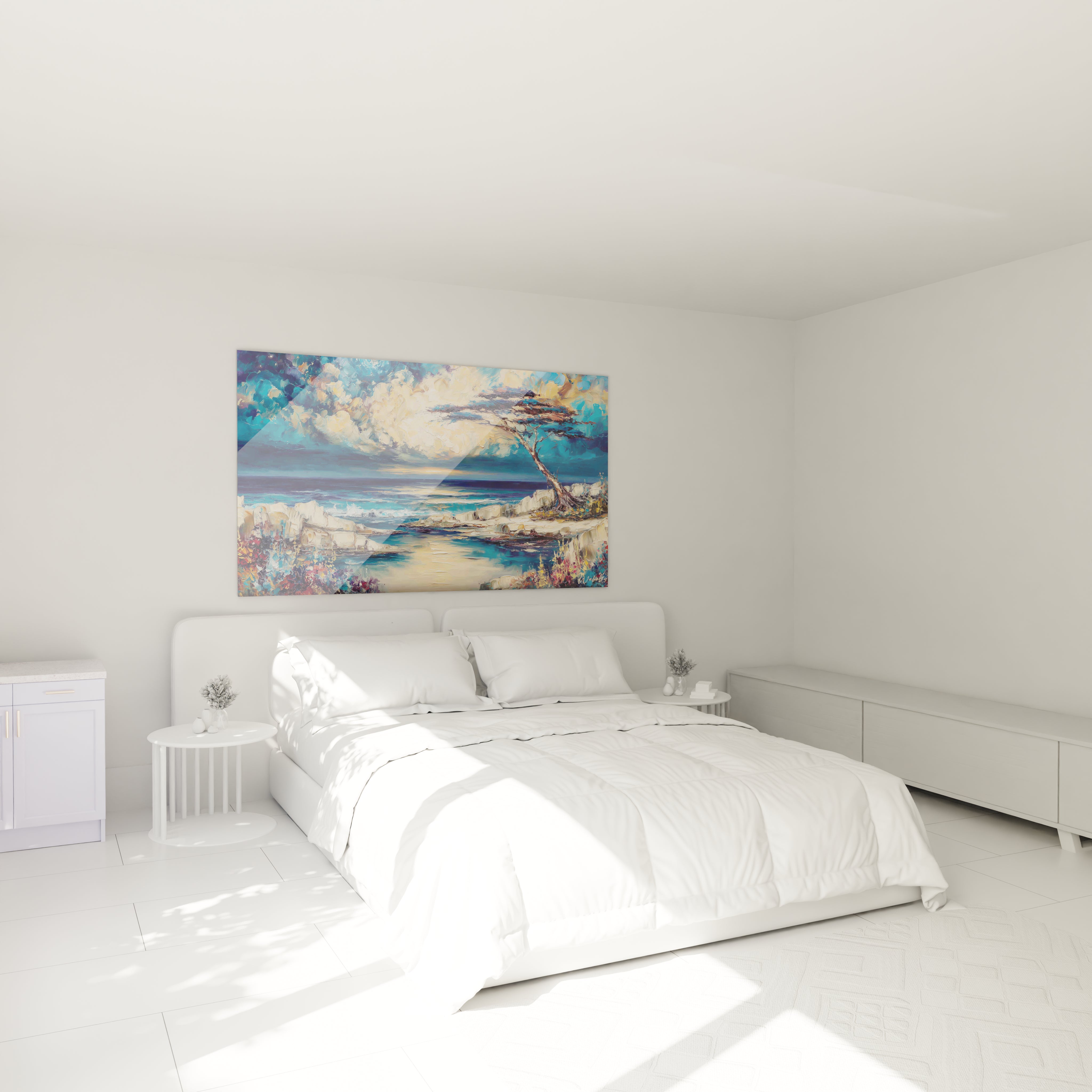 Tableau mural africain paysage avec des couleurs vives pour décorer un intérieur moderne