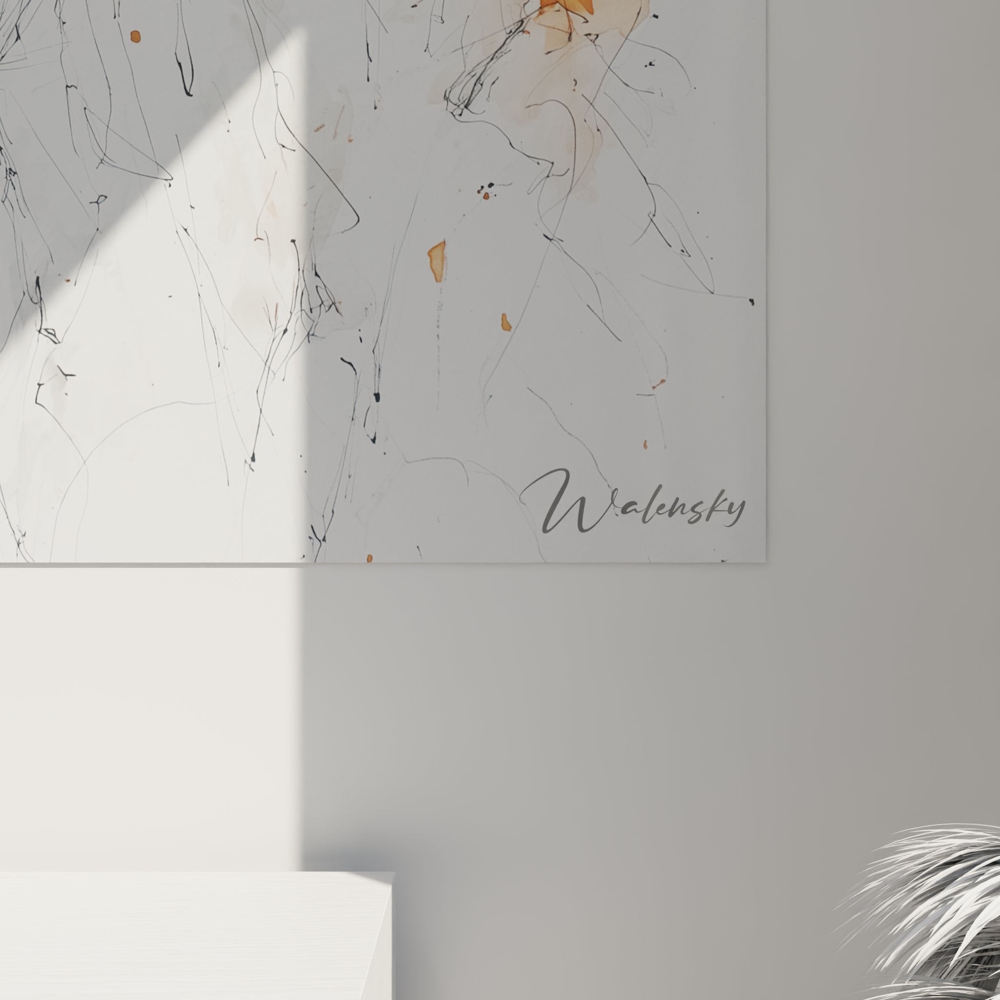 Gesamtansicht des Beagle-Gemäldes in einem zeitgenössischen Interieur, Tier-Wandkunst