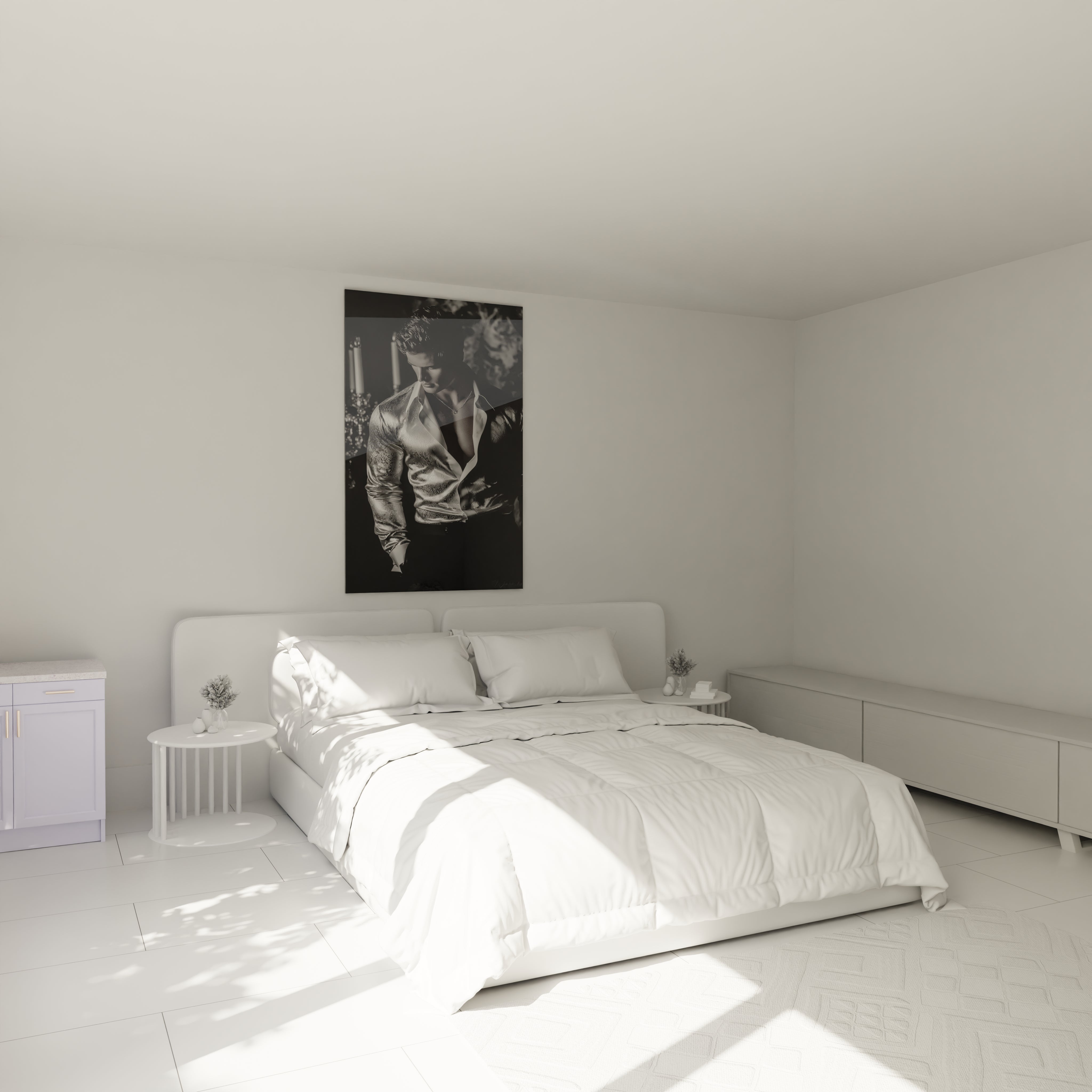 Tableau mural beauté masculine de Walensky dans une chambre moderne et minimaliste