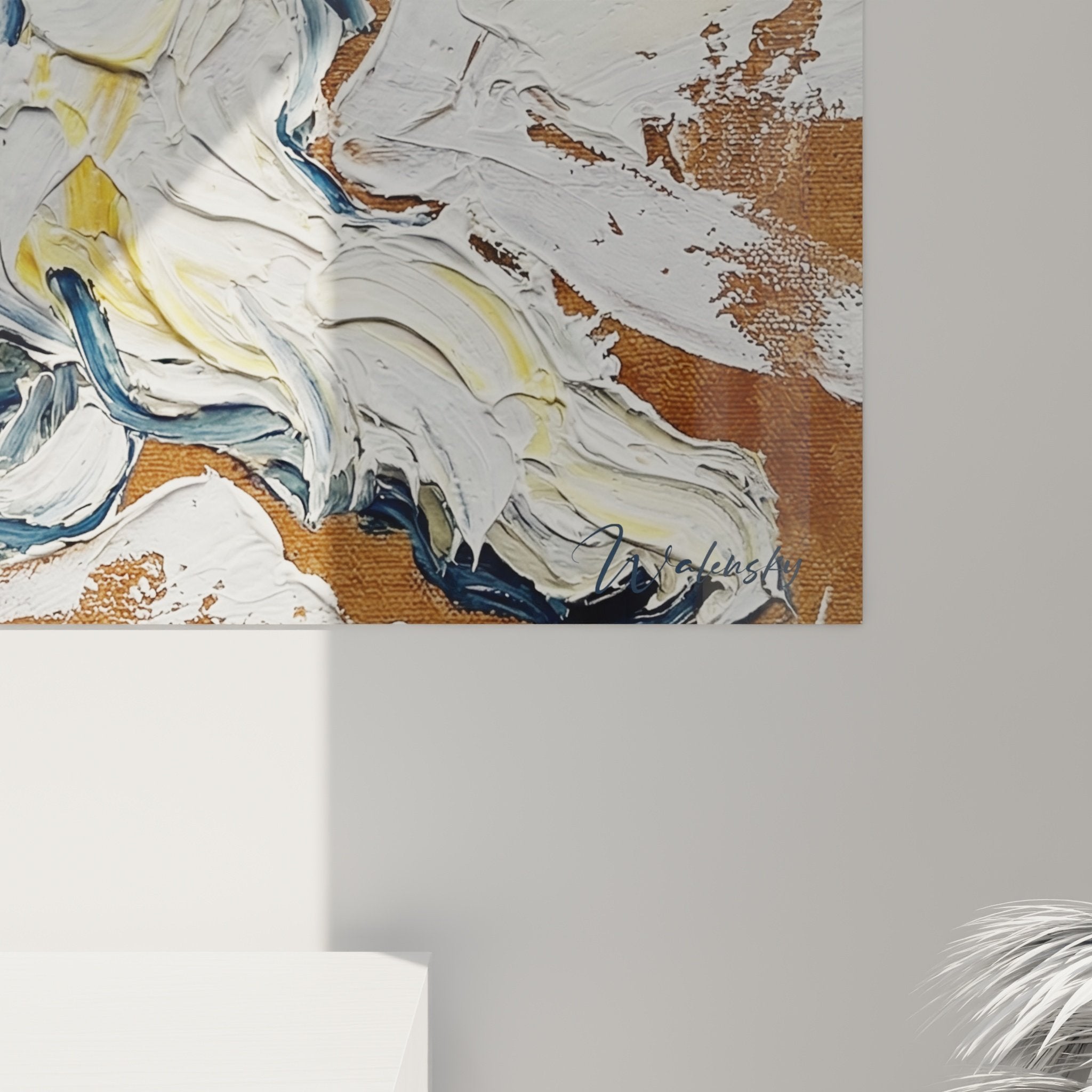 tableau mural bichon maltais salon decoration blanche naturelle art animalier contemporain chaleureux