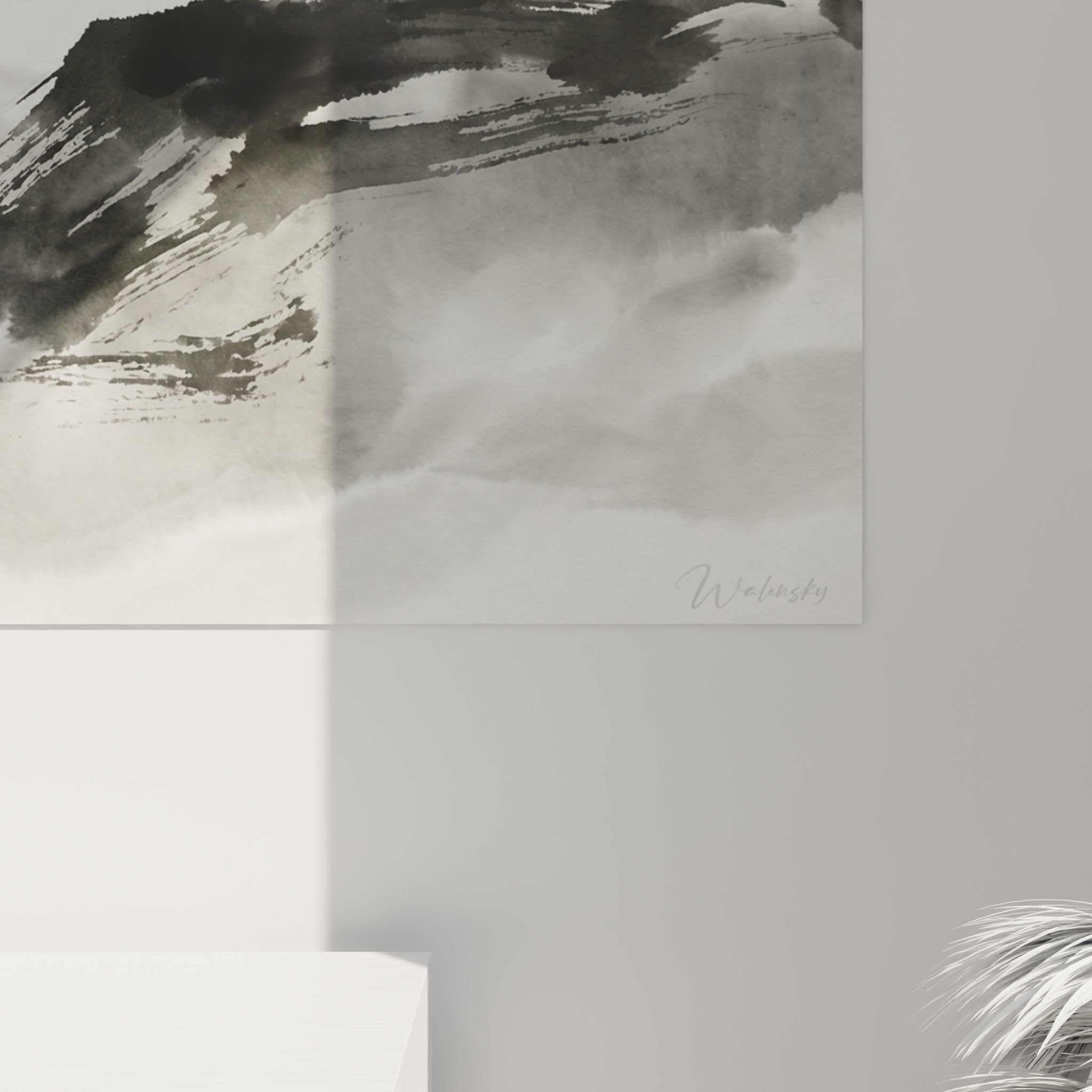 Vue d'ensemble tableau mural Bullmastiff contemplatif, art asiatique minimaliste pour intérieur moderne
