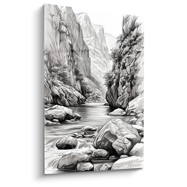 Cuadro cañón río rocoso - Serenidad de los desfiladeros - edición Desfiladeros y cañones